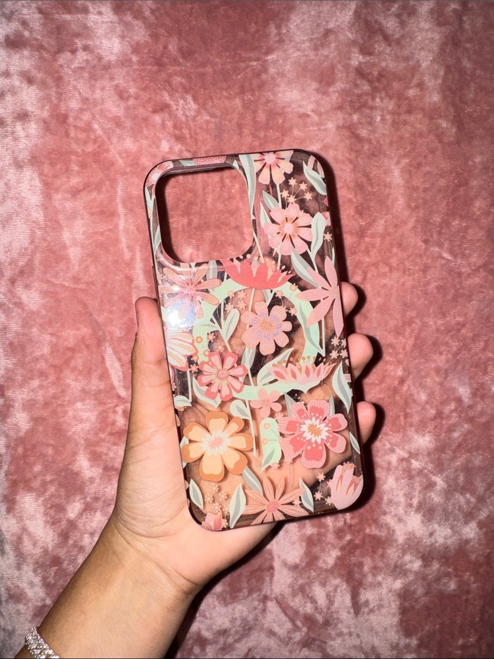 Pink Floral iPhone Case - Pink Floral Design 14 pro max